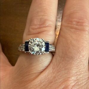 QVC sterling Silver Ring with Blue Accent Diamonique size 6